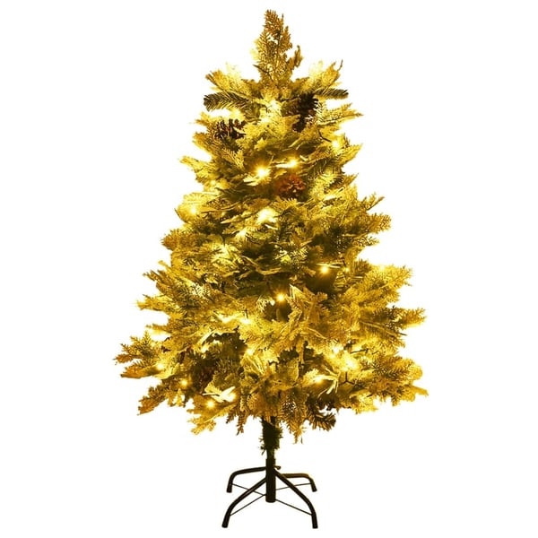 vidaXL juletræ med grankogler og lys PVC og PE 150 cm grøn