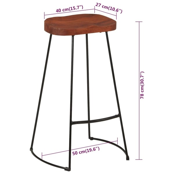 vidaXL Gavin-barkrakker 2 stk 50x40x78 cm heltre mango