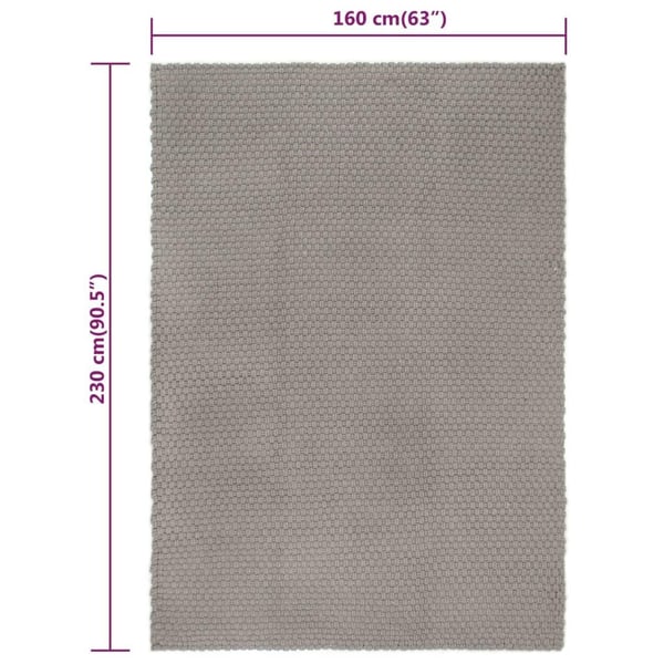 vidaXL Teppe rektangulær grå 160x230 cm bomull