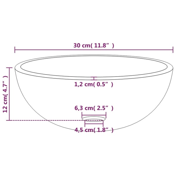 vidaXL håndvask 30x12 cm hærdet glas transparent