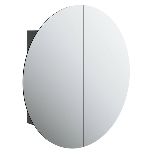 vidaXL Baderomsskap med rundt speil og LED svart 54x54x17,5 cm