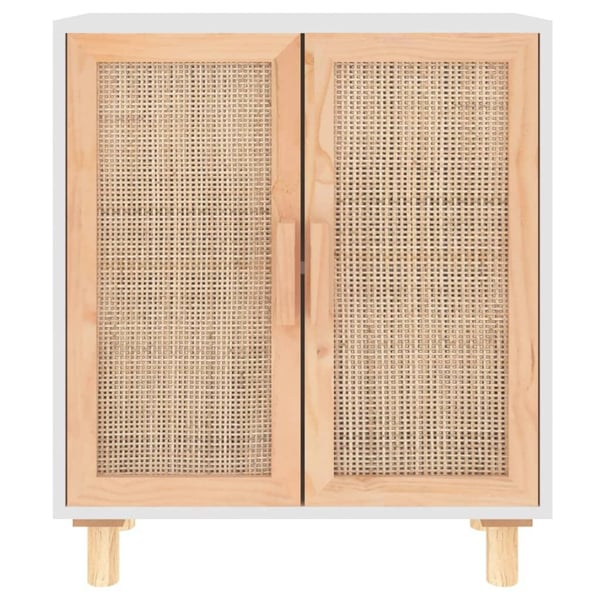 vidaXL Skjenk hvit 60x30x70 cm heltre furu og naturrotting