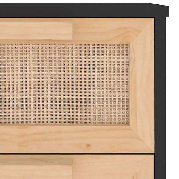 vidaXL skænk 40x30x90 cm massivt fyrretræ og naturlig rattan sort