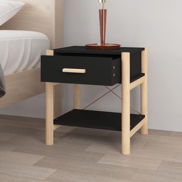 vidaXL sengeborde 2 stk. 42x38x45 cm konstrueret træ sort