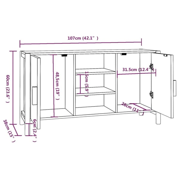 vidaXL Senkki 107x38x60 cm tekninen puu