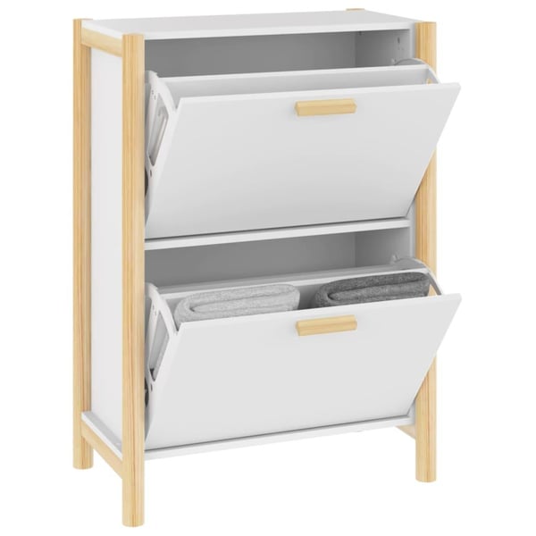 vidaXL Skoskap hvit 57,5x33x80 cm konstruert tre