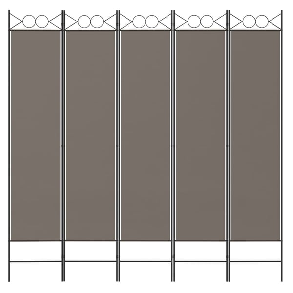 vidaXL Rumsavdelare 5 paneler antracit 200x200 cm tyg