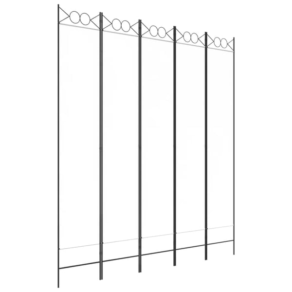 vidaXL Rumsavdelare 5 paneler vit 200x220 cm tyg
