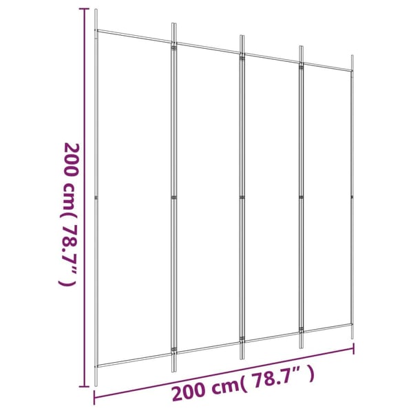vidaXL Romdeler med 4 paneler brun 200x200 cm stoff