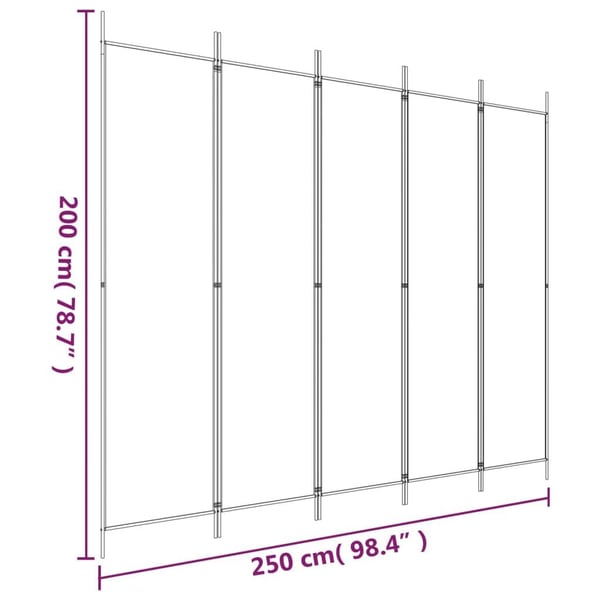vidaXL Romdeler med 5 paneler antrasitt 250x200 cm stoff