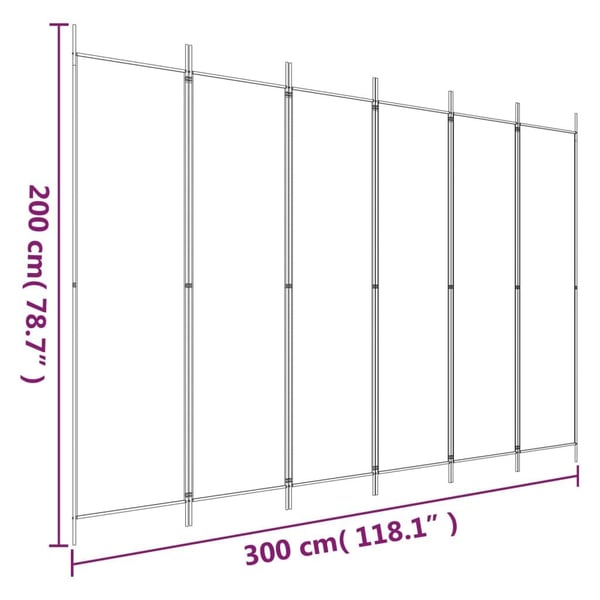 vidaXL Romdeler 6 paneler svart 300x200 cm stoff