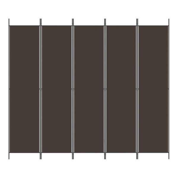 vidaXL Romdeler 5 paneler brun 250x220 cm stoff