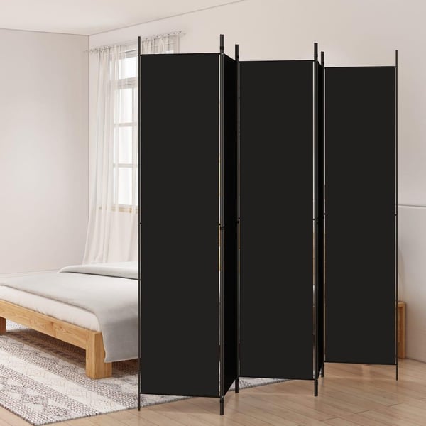 vidaXL Romdeler 5 paneler svart 250x220 cm stoff