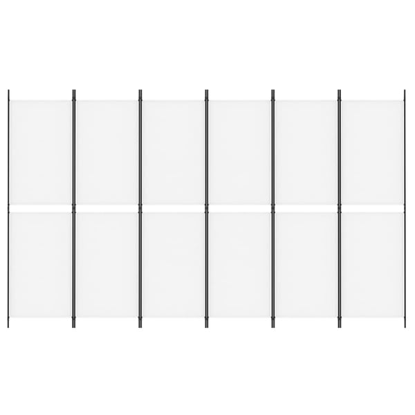 vidaXL Romdeler med 6 paneler hvit 300x180 cm stoff