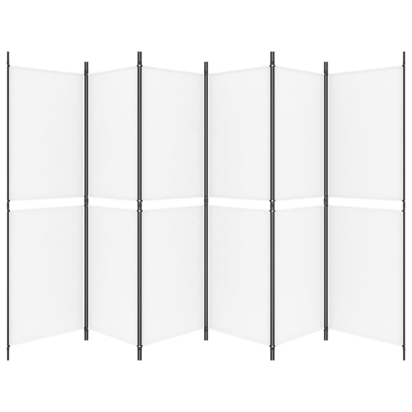 vidaXL Romdeler med 6 paneler hvit 300x180 cm stoff