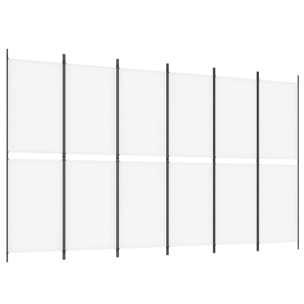 vidaXL Romdeler med 6 paneler hvit 300x180 cm stoff