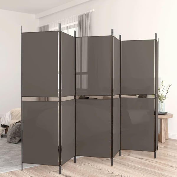 vidaXL Romdeler med 6 paneler antrasitt 300x180 cm stoff