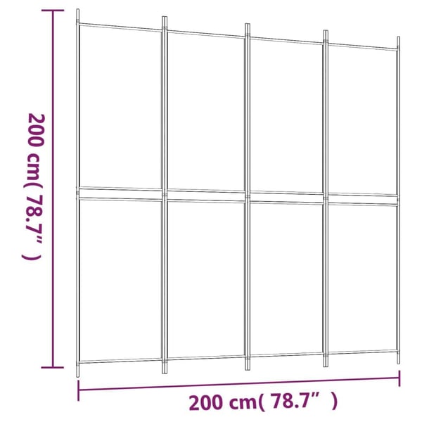 vidaXL Romdeler 4 paneler antrasitt 200x200 cm stoff