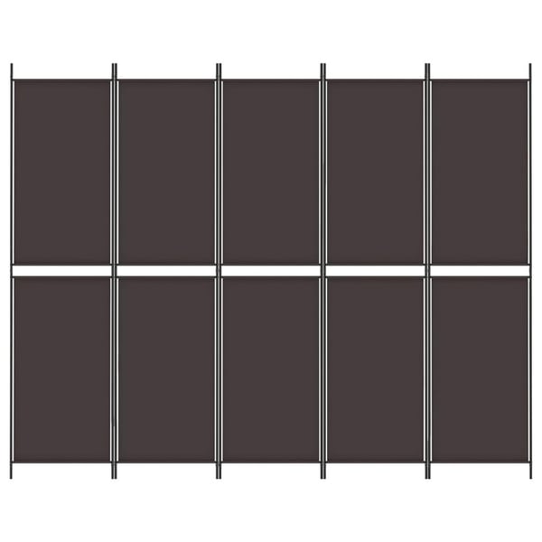 vidaXL Rumsavdelare 5 paneler brun 250x200 cm tyg