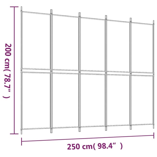 vidaXL Rumsavdelare 5 paneler brun 250x200 cm tyg