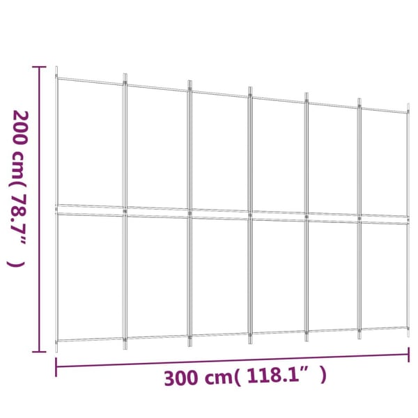 vidaXL Romdeler 6 paneler svart 300x200 cm stoff