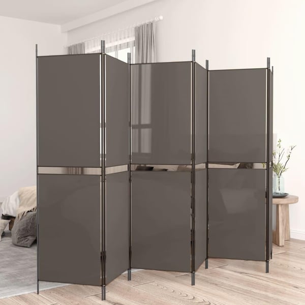vidaXL Romdeler med 6 paneler antrasitt 300x200 cm stoff
