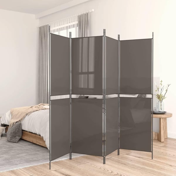 vidaXL Romdeler 4 paneler antrasitt 200x220 cm stoff
