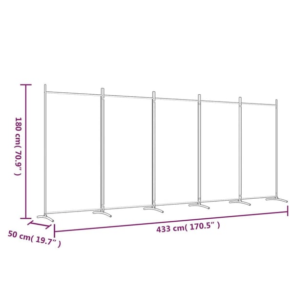 vidaXL Romdeler med 5 paneler svart 433x180 cm stoff