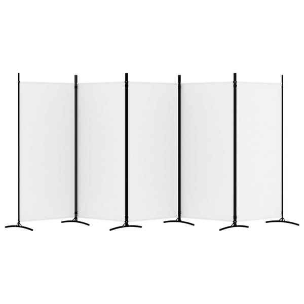 vidaXL Romdeler med 5 paneler hvit 433x180 cm stoff