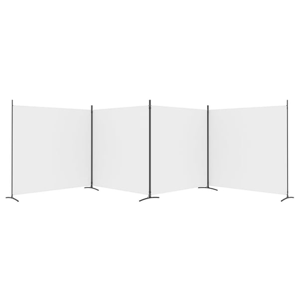vidaXL Romdeler 4 paneler hvit 698x180 cm stoff