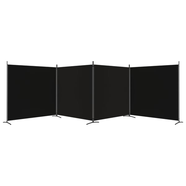 vidaXL Romdeler 4 paneler svart 698x180 cm stoff