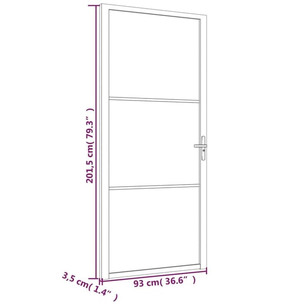 vidaXL Innerdør 93x201,5 cm svart ESG glass og aluminium