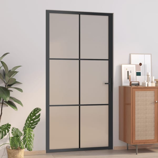 vidaXL dør 102,5x201,5 cm sikkerhedsglas mat glas og aluminium sort