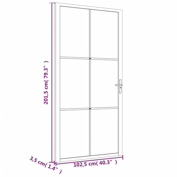 vidaXL Innerdør 102,5x201,5 cm svart ESG glass og aluminium