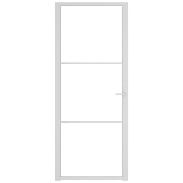 vidaXL Innerdør 83x201,5 cm hvit ESG glass og aluminium