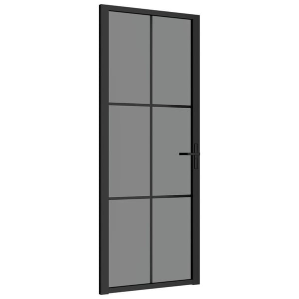 vidaXL Innerdør 83x201,5 cm svart ESG glass og aluminium