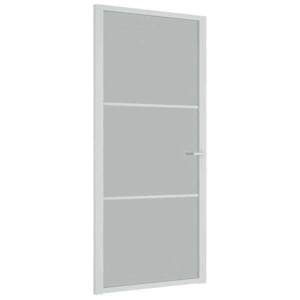 vidaXL Innerdør 93x201,5 cm hvit matt glass og aluminium
