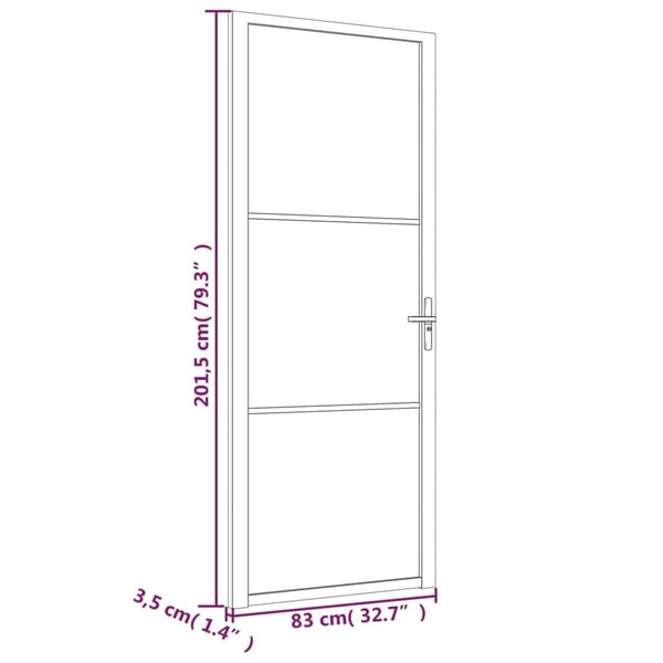 vidaXL Innerdør 83x201,5 cm hvit ESG glass og aluminium