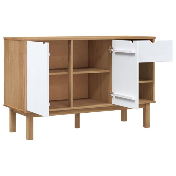 vidaXL Skjenk OTTA brun og hvit 114x43x73,5 cm heltre furu