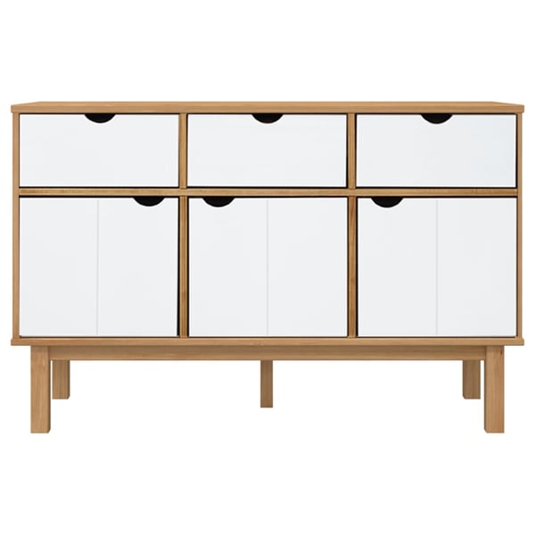 vidaXL Skjenk OTTA brun og hvit 114x43x73,5 cm heltre furu