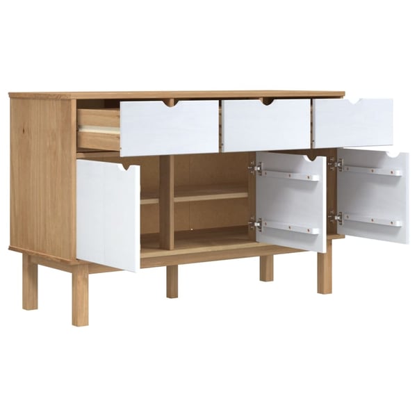 vidaXL Skjenk OTTA brun og hvit 114x43x73,5 cm heltre furu