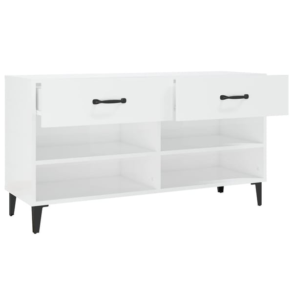 vidaXL Skoskap høyglans hvit 102x35x55 cm konstruert tre