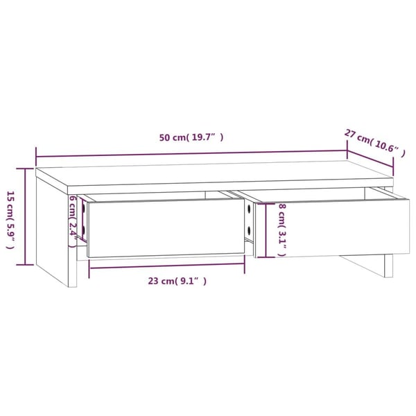 vidaXL Monitorstativ 50x27x15 cm heltre furu