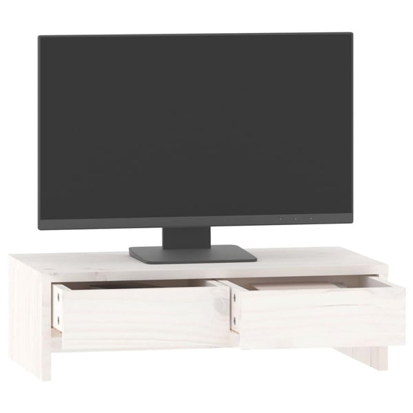 vidaXL Monitorstativ hvit 50x27x15 cm heltre furu