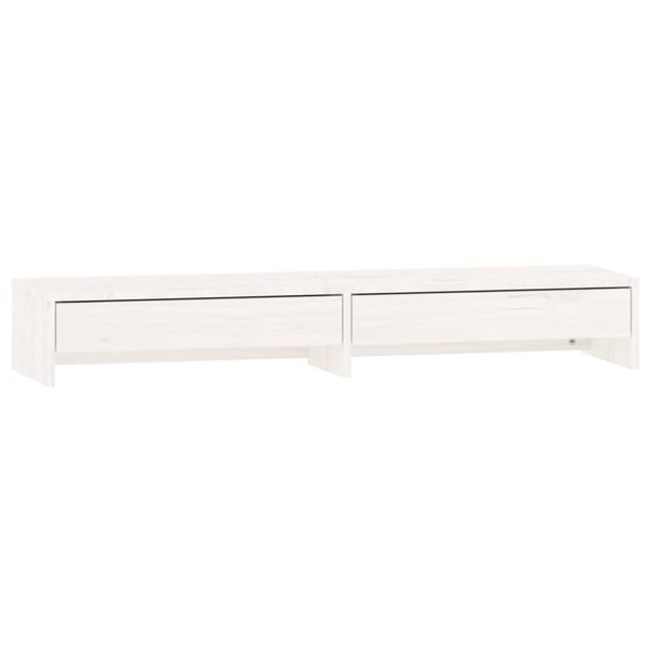 vidaXL Monitorstativ hvit 100x27x15 cm heltre furu