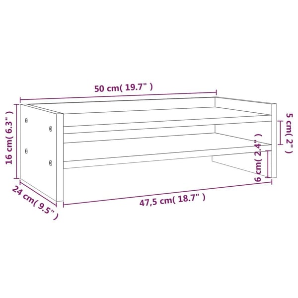 vidaXL Monitorstativ 50x24x16 cm heltre furu