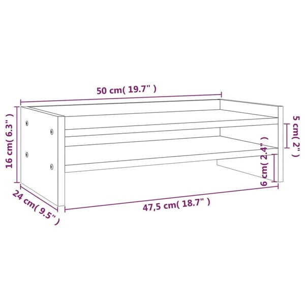 vidaXL Näyttökoroke harmaa 50x24x16 cm täysi mänty
