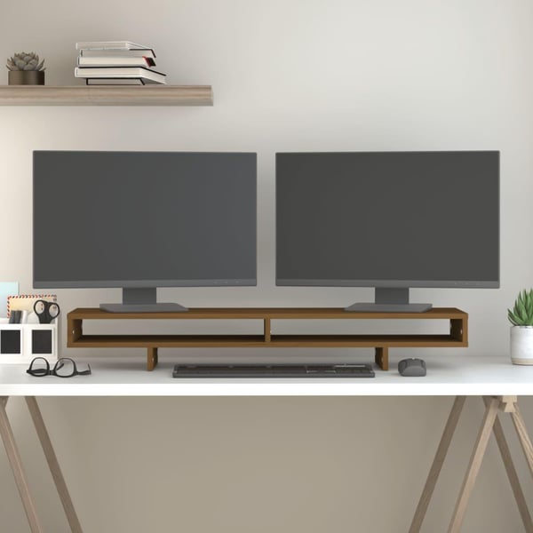 vidaXL skærmholder 100x27x14 cm massivt fyrretræ gyldenbrun