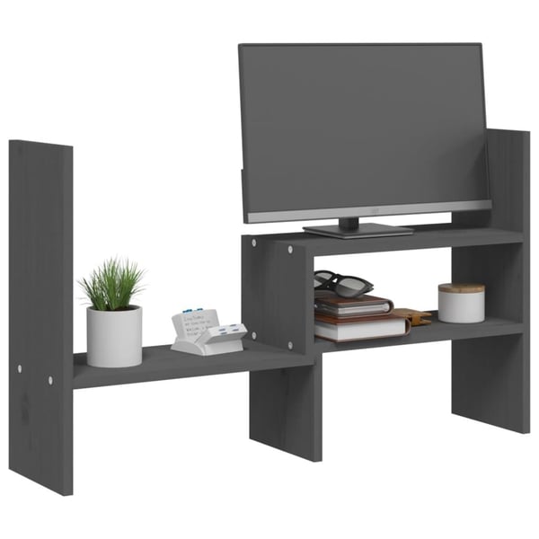 vidaXL skærmholder (39-72)x17x43 cm massivt fyrretræ grå