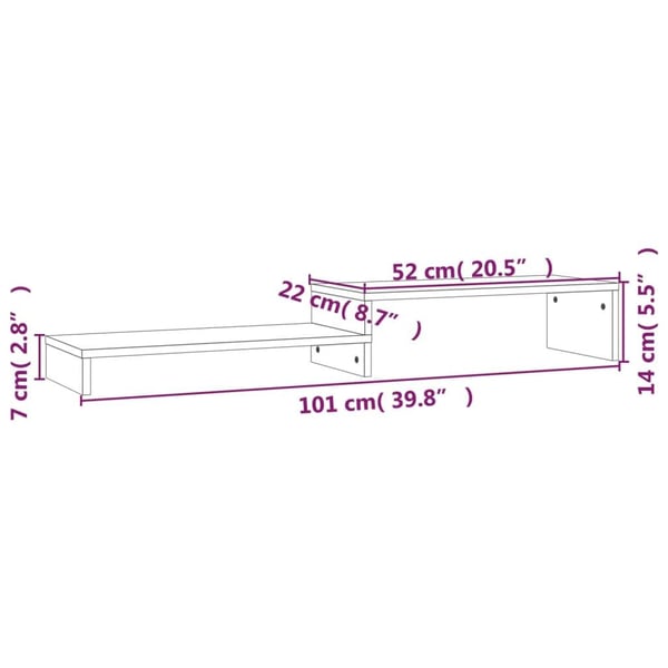 vidaXL Monitorstativ (52-101)x22x14 cm heltre furu
